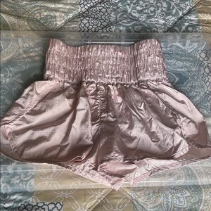 Free People FP Movement Shiny Pink High-Waisted Shorts Size Medium